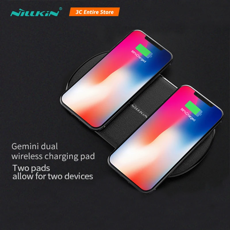 

Nillkin Mobile Phone Chargers Dual Chargering Wireless Fast Charger For iPhone X 10 8 8 Plus Ultra Thin Qi Charger For Xiaomi 8