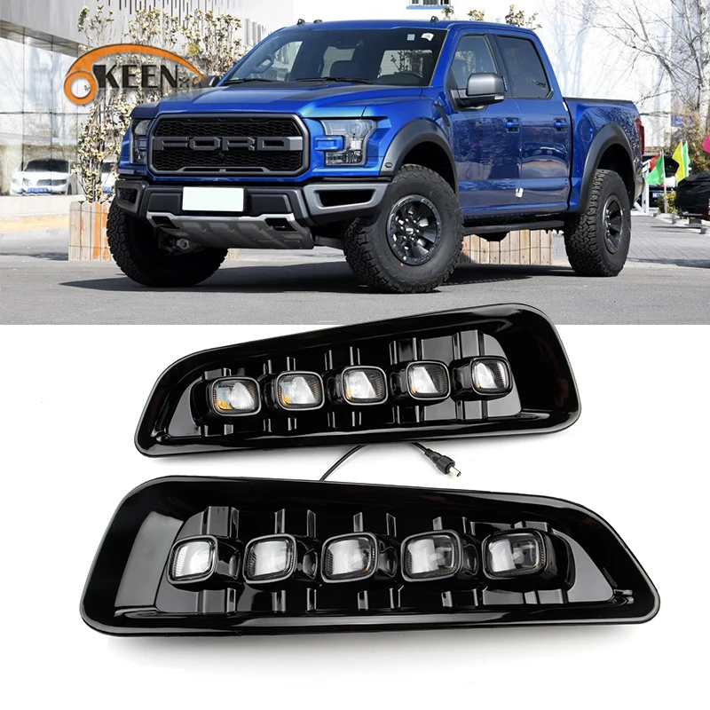 OKEEN 2PCS white yellow drl daytime running light led fog light For