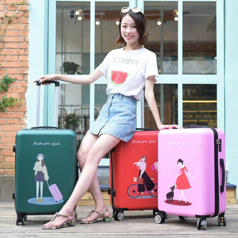 

GraspDream 20 Inch Women Travel Luggage Trolley suitcase Lovely Brand Boarding box Rolling luggage bag On Wheels 22 Travel bag