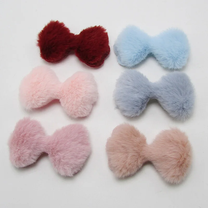 

Sew on 5.5*3cm 30pcs/lot Rabbit hair bows Padded Patches Appliques For Clothes Sewing Supplies Decoration free shipping