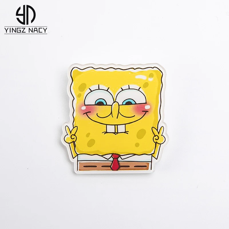 

Cute Brooches For Women Lapel Pins Icon backpack Anime Cartoon SpongeBob SquarePants Badge Acrylic Denim Jackets Collar Jewelry