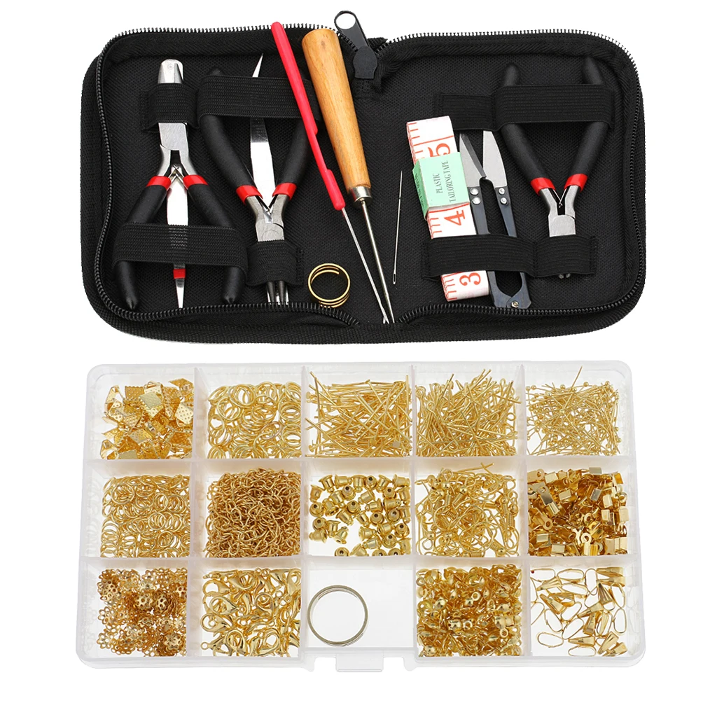 11pcs Jewelry Making Tool Kit + 15pcs Jewelry Making Findings Set for