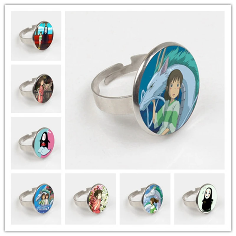 GDRGYB 2019 Spirited Away ring No Face Kaonashi Glass Photo silver wholesale lots bulk | Украшения и аксессуары