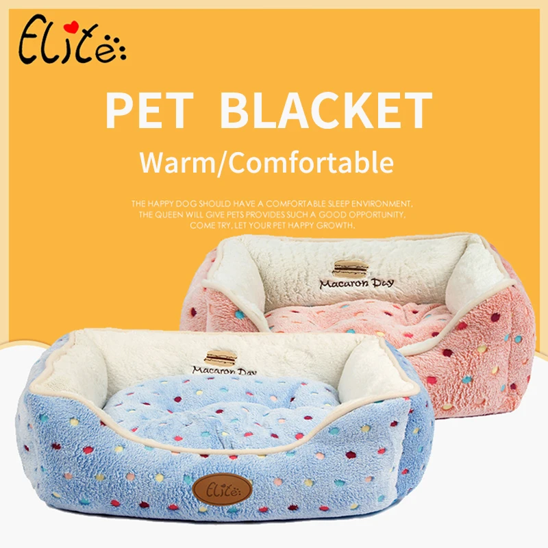 Elite Warm Dot Pet Dog Bed House Windproof Pink Blue Cats Bed Removable