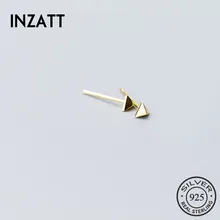 INZATT панк металлические геометрические треугольные серьги-гвоздики, 925 пробы, серебро, золото, цвет для женщин, вечерние ювелирные изделия, аксессуары, милый подарок