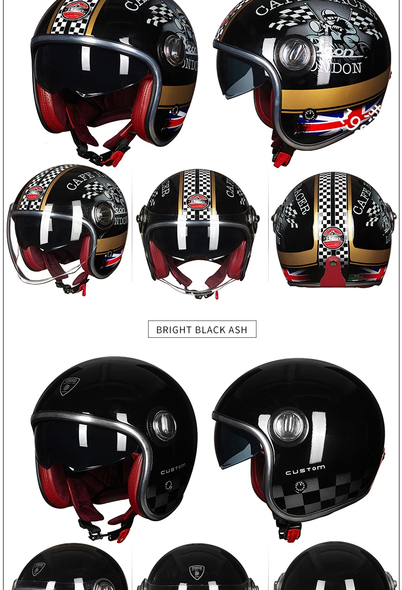 BEON шлем B-108A moto rcycle шлем 3/4 с открытым лицом шлем moto cross винтажный шлем casque Casco Capacete ретро-шлем