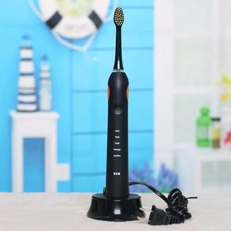 IPX7 waterproof rechargeable sonic toothbrush low sounds 5 modes clean