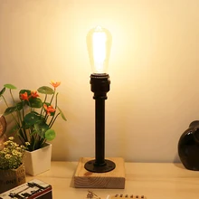 Винтаж Ретро черная мастерская водопровод стимпанк Настольная лампа с выключателем e27/e26 светодиодные фонари для спальня прикроватной