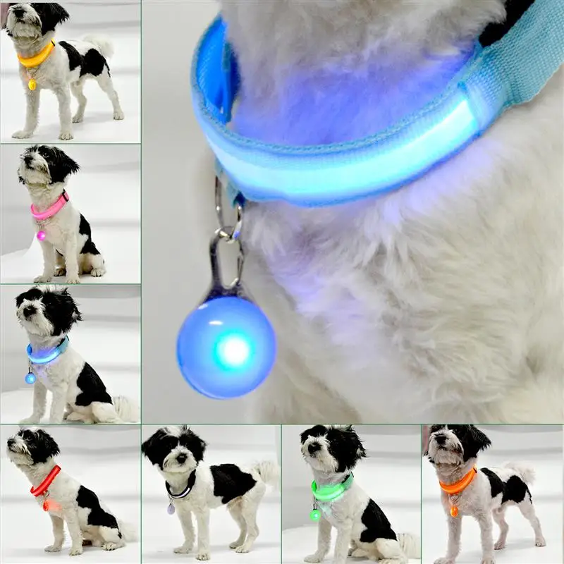 

Nylon LED Pet Dog Collar Night Safety Flashing Glow In The Dark Dog Leash for Dogs Luminous Fluorescent Collars Pet Supplies