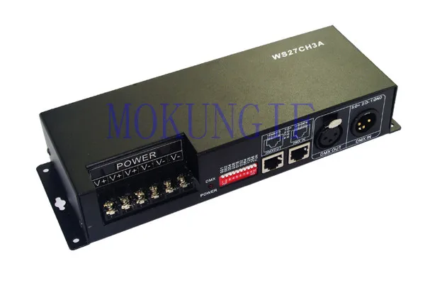 

5pcs WS27CH3A 27channel 9group dmx512 led decoder ,controller,LED drive with case,DC12-24V each CH max 3A for led strip light
