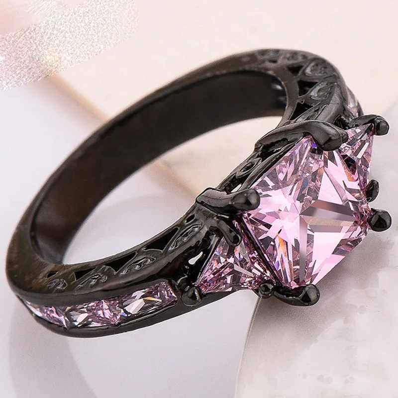 

XKZM Jewelry High Quality Rings Purple crystal fashion Black color Ring For Women Lady's Size 6/7/8/9/10