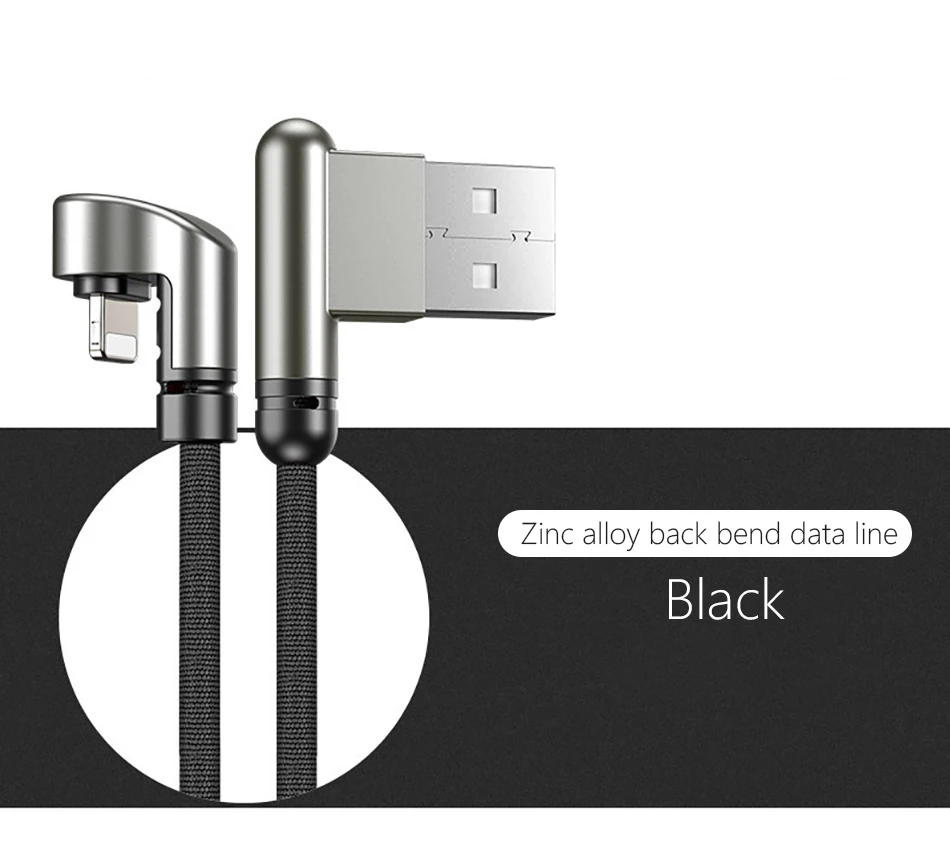 Zinc Alloy Elbow Charger Cable For iphone X XS XR 8 7 6 6s 5 Plus Lighting Charging Phone Data Cables 8 Pin For Apple 1 (2)