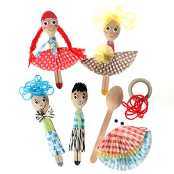 4 шт. детей DIY деревянная ложка комплект игрушки куклы/дети ребенок детский сад художественных промыслов развивающие игрушки ручной работы