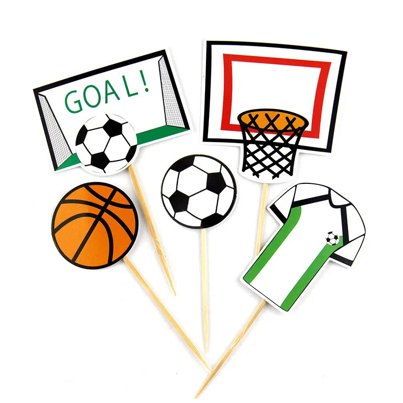 Cake Topper Flags Football basketball Soccer Cupcake Toppers Bride Kids Happy Birthday Wedding Cake Wrapper Party Baking DIY