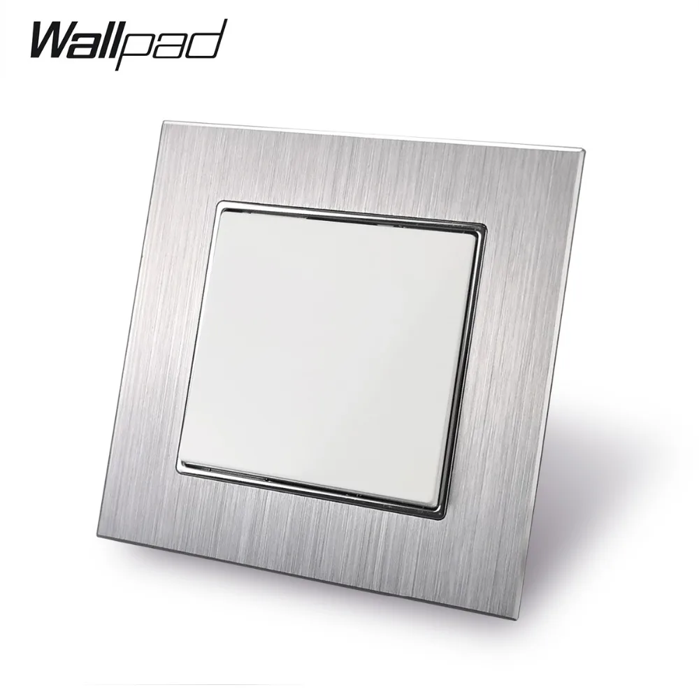 Настенный выключатель EU 1 Gang с зажимом Wallpad 10A AC серебристая металлическая рамка