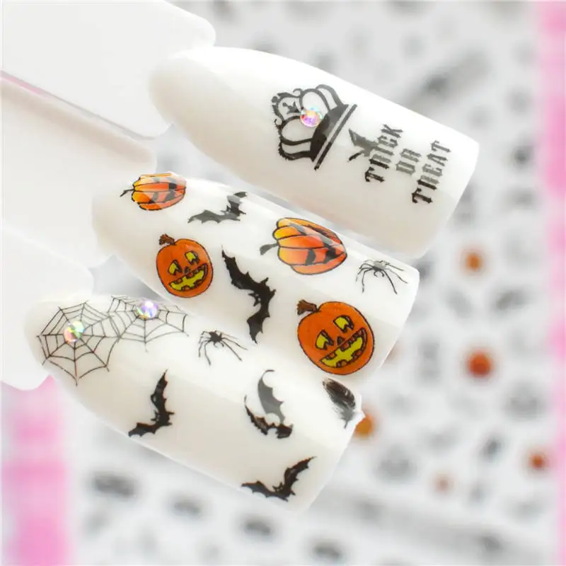 

FWC 30 Designs Halloween / Pumpkin Water Decals Watermark Nail Sticker Decoration Wraps Manicure
