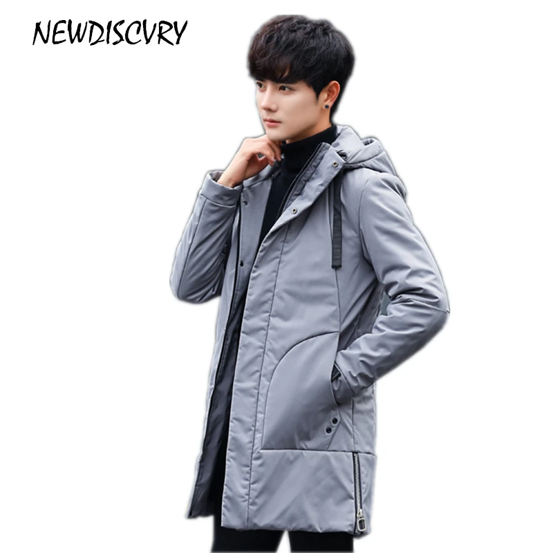 

NEWDISCVRY High Quality Winter Long Parkas Men 2018 Fashion Cotton Thick Warm Mens Hooded Jackets Casual Man Coat Brand Clothing