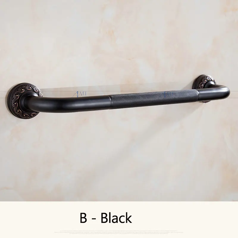 Античный латунный матовый поручень для ванной, поручни для пожилых людей, ручка для ванной, подлокотник для ванной комнаты, безопасность и аксессуары - Цвет: B style black