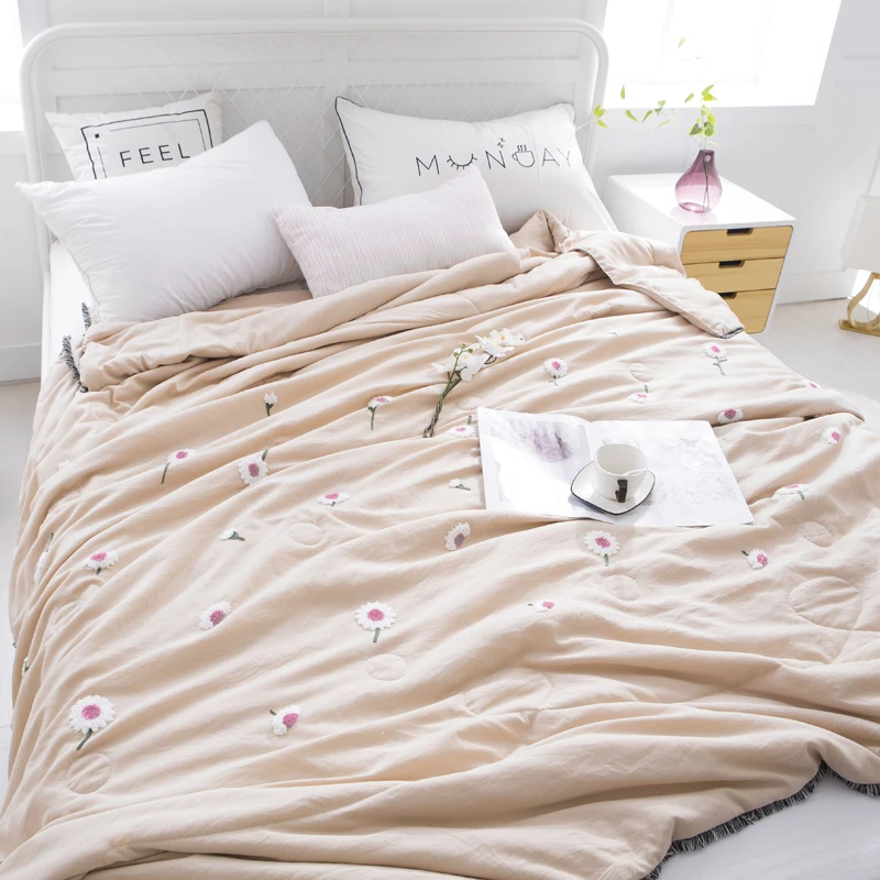 1 pc Summer Quilt Printed Quilt Ambroidered Twin Blanket Summer Quilt