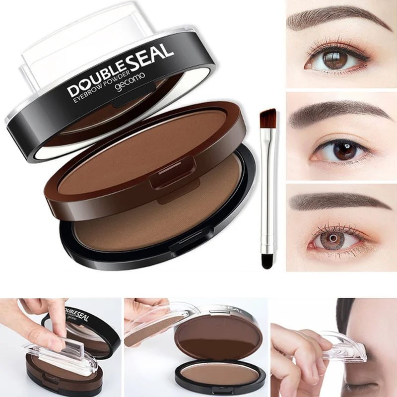 

Double layer Double Color Eyebrow Powder Natural Long Lasting Eyebrow Pomade Stamp Waterproof Makeup Brow Tint 3 models