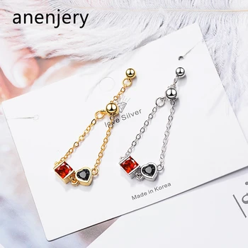 

anenjery Two Colors Silver Color Adjustable Love Heart Chain Index Finger Rings For Women anillos Bague S-R384