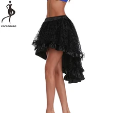 Plus Size Victorian Asymmetrical Ruffled Satin Lace Skirt