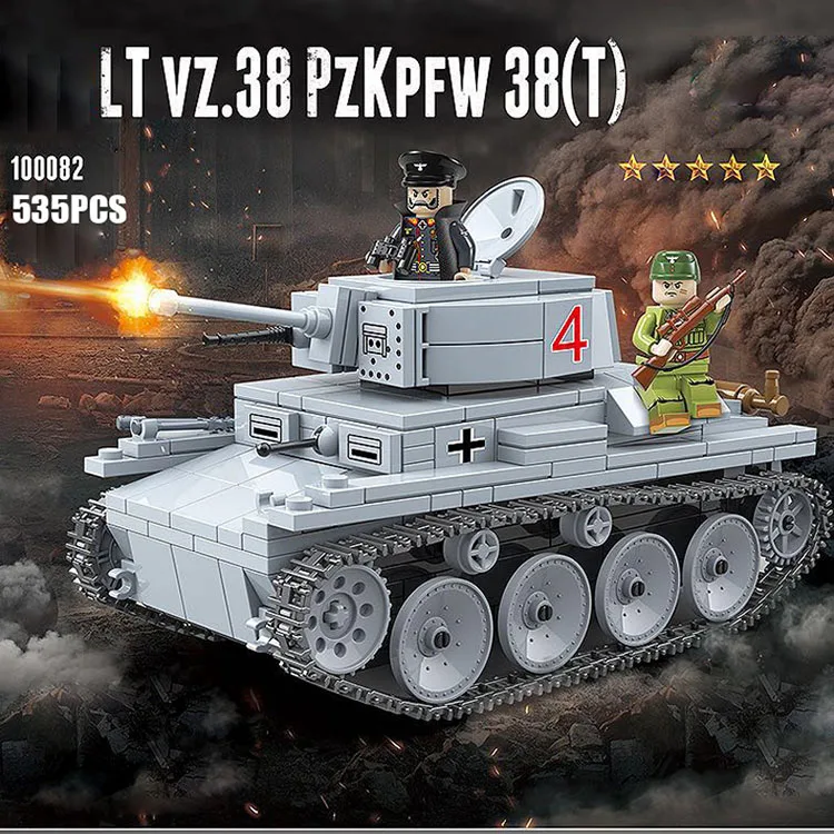 Военная серия WW2 танки транспортные средства пистолеты строительные блоки кирпичи модель с оружием и фигурами рождественские подарки для мальчиков - Цвет: 100082