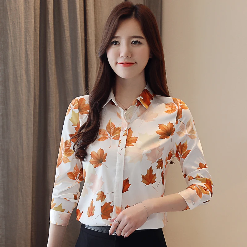 Women Tops and Blouses White Blouse Ladies Tops Korean Floral Long Sleeve Shirts For Women OL Blouses Femme Blusa Plus Size XXXL - 32922402440
