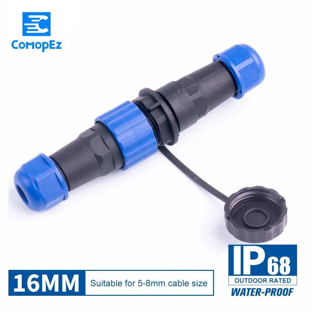 

Waterproof Connector SP16 Type IP68 Cable Connector Plug & Socket Male And Female 2 3 4 5 6 7 9 Pin SD16 16mm