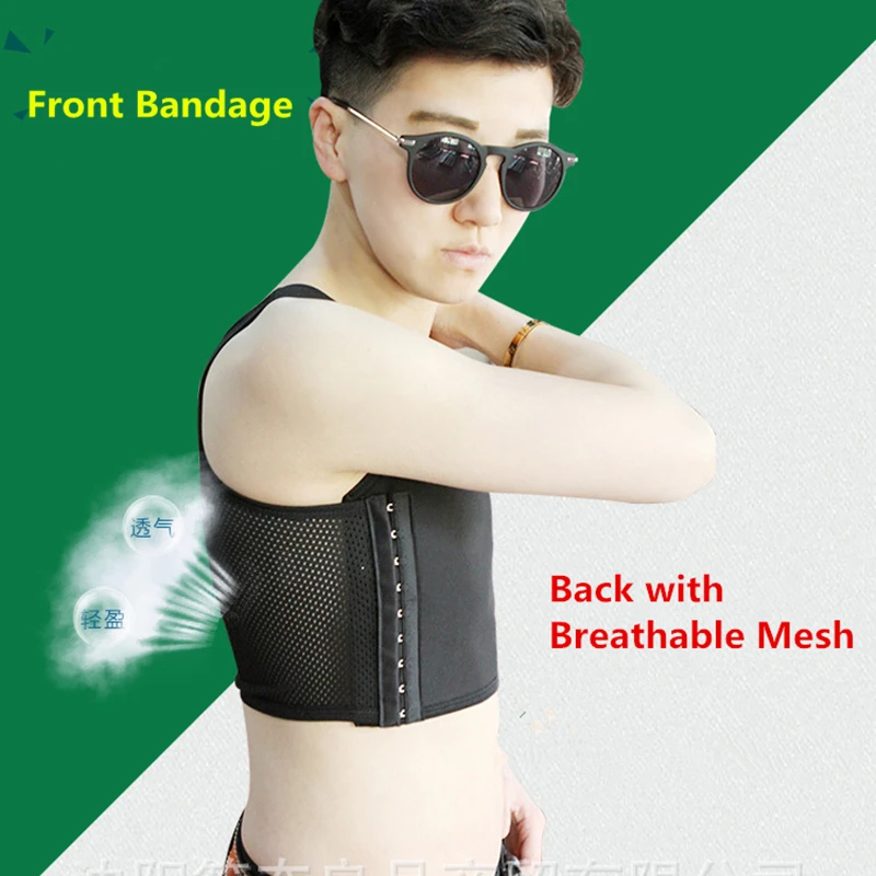 

Tomboy Mesh Breathable Short Chest Breast Binder Buckle Tran Vest Summer Casual Shapers Corset Tops Lesbian Plus Size 2019
