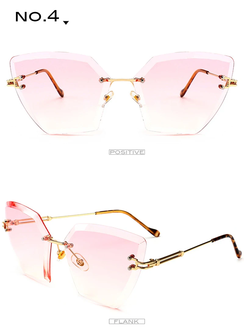 TAOTAOQI бескаркасные кошачий глаз солнцезащитные очки Женская винтажная, брендовая, дизайнерская, роскошные женские солнцезащитные очки мода сексуальные очки UV400