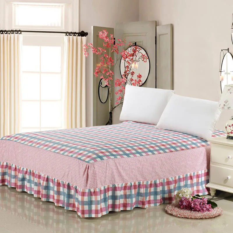 Хлопок кровать юбка один кусок многоцветная защита рукав печати кровать для принцессы юбки - Цвет: Темно-серый