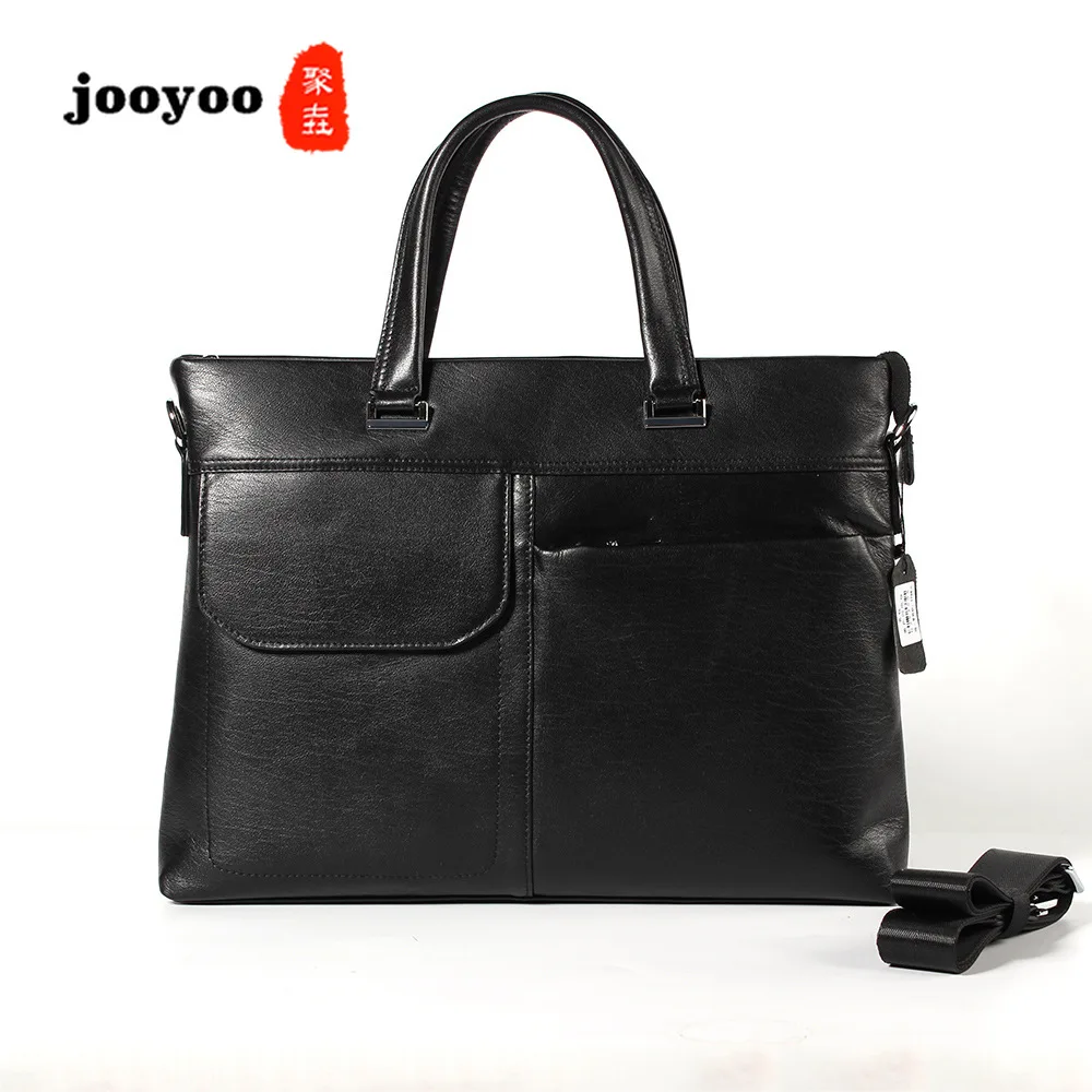

Black Genuine Leather Briefcase Men's Business Handbag Large Capacity Leather Laptop Bag Wear Resistant Computer Bag Man Bag