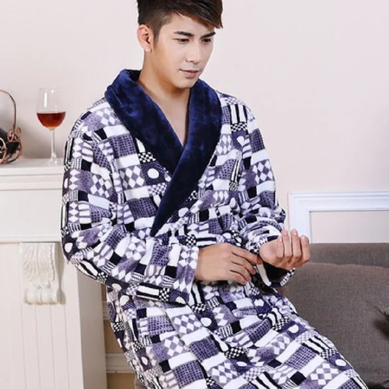 Siriusha79 Winter Men's Section Thicker Paragraph Flannel Lingerie Robe Coral Cashmere Home Essential Fabric Soft and Skin Siriusha79 Winter Men's Section Thicker Paragraph Flannel Lingerie Robe Coral Cashmere Home Essential Fabric Soft and Skin