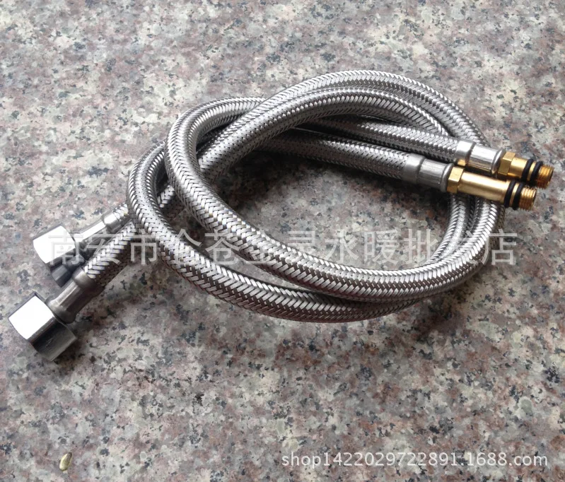 Full copper single hole hot and cold basin faucet, shower faucet wash basin mixer faucet + pressurized square shower head + tube