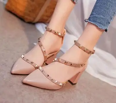 islike 2017 pumps fashion new design rivets women sandals Women Pumps Fashion Design Rivets Sandals Comfortable Square