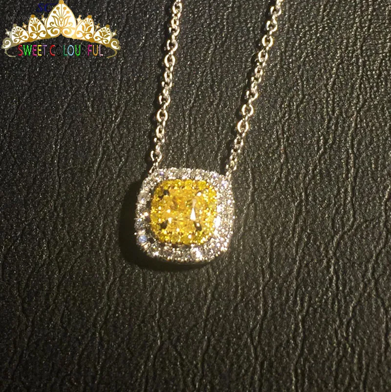 1 карат ct свадебное желтое ожерелье с бриллиантами Moissanite 18K 750 Белое золото D Цвет
