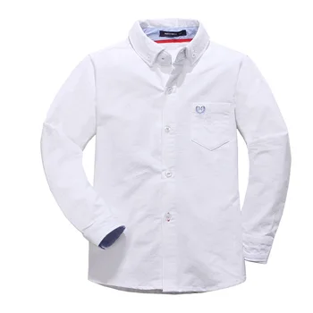 

all seasons Oxford cotton solid baby kids Blouse white boy shirts long sleeves for children boys christmas gift