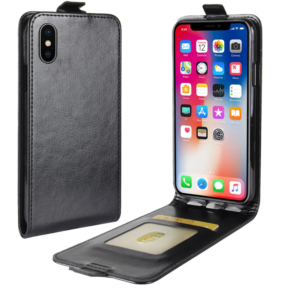 Wholesale 5PCS/LOT For iPhone X Luxury Flip Case PU Leather Phone Cover
