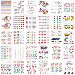 30pcs/set Color Fake Tattoo Heart Rabbit Cute Temporary Tattoo Sticker Kids Girls DIY Body Art Tatuajes Temporales Waterproof