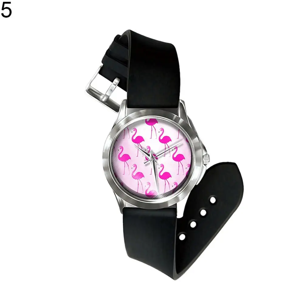 

Creative Flamingo Pattern Band Men Women Quartz Analog Wrist Watch Jewelry Gift orologi donna