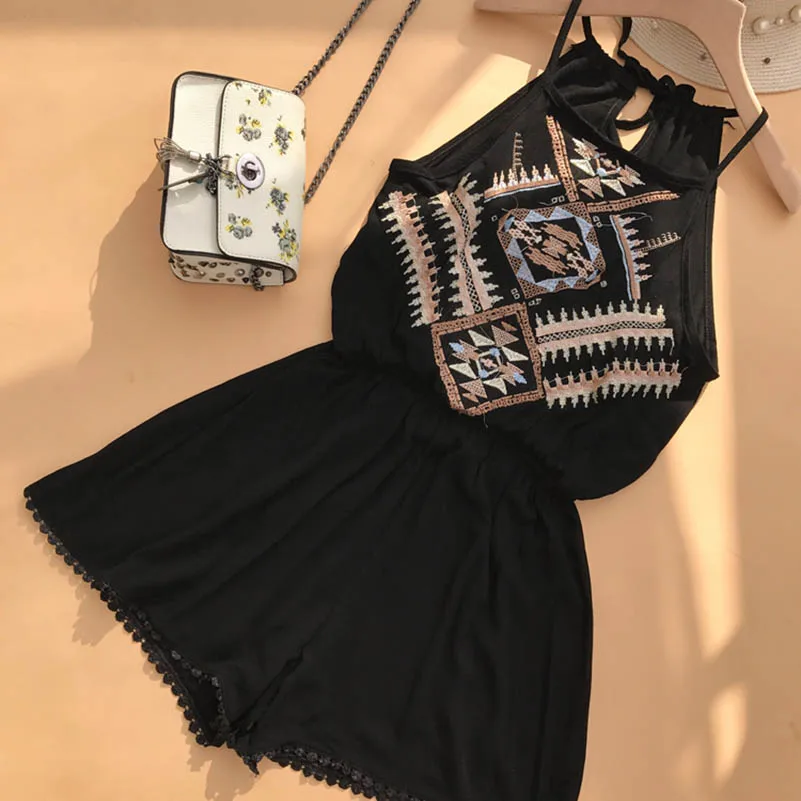 

NiceMix 2019 Summer Spring Fashion Solid Crane Print Ruffles Sashes Mini Shorts Women Shirt Shorts Vestidos New Fashion Playsuit
