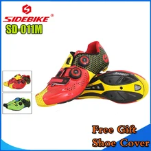 SIDEBIKE MTB Cycling Shoes Men Road Bike Ultra light carbon fiber Sole Self-Locking Bicycle Sport Shoes Zapatillas Ciclismo RED