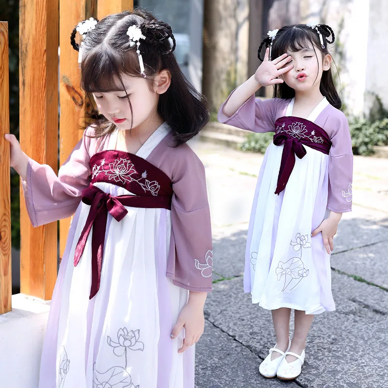 

Girls Hanfu Children Traditional Ancient Chinese Festival Outfit Folk Dress Kids Tang Fairy Dress Chinese Dance Costumes SL1001