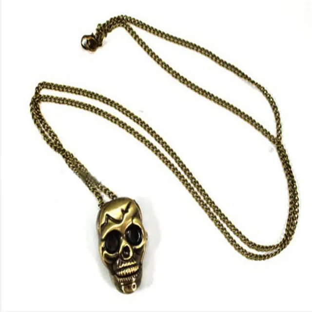 Retro Punk Skull Bronze Necklace