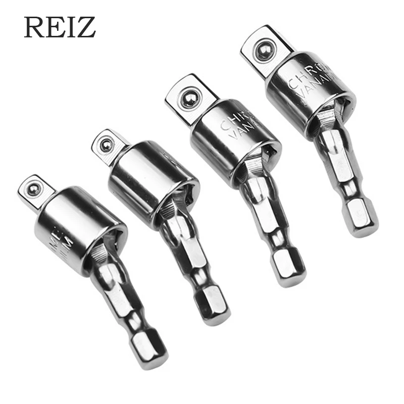 

REIZ 360 Degree 1/4 3/8 Electric Wrench Hex Handle To Square Head Sleeve Conversion Tool Connecting Rod Socket Adapter Drive