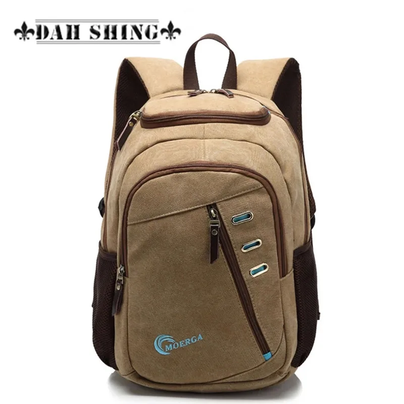 

Vintage style multiple zipper pockets casual canvas men's Backpacks for 15" Laptop bag mochilas
