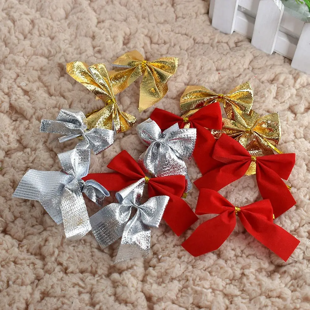 

12PCS Pretty Bow Xmas Ornament Christmas Tree Decoration Festival Party Home Bowknots Baubles Baubles New Year Decoration