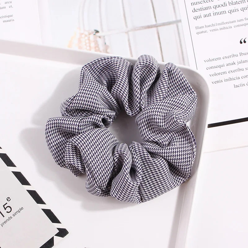 Cute Classic Scrunchie Stretch Headband Dot Plaid Scrunchies Women Elastic Hair Band Girls Hair Ties Striped Hair Accessories hair clips for fine hair