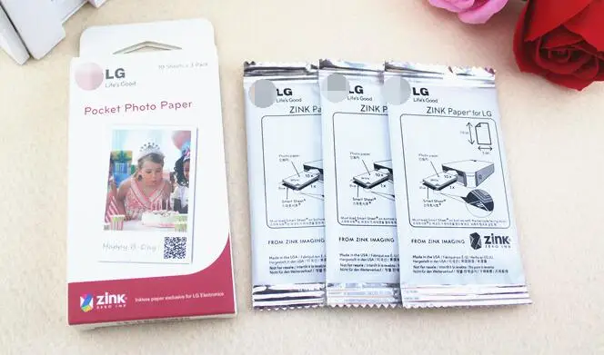 

30 sheets Photo paper for LG pd239 Photo Printer Zink PS2203 Photo paper PD221/PD251 PD233 PD239 Print Paper